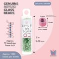 thumbnail image 3 of Miyuki Delica Seed Beads – Size 11/0 (1.6 mm), DB0688, Semi Matte Silver-Lined Medium Green Dyed, 7.2 g, Approx. 1440 Beads, 3 of 7