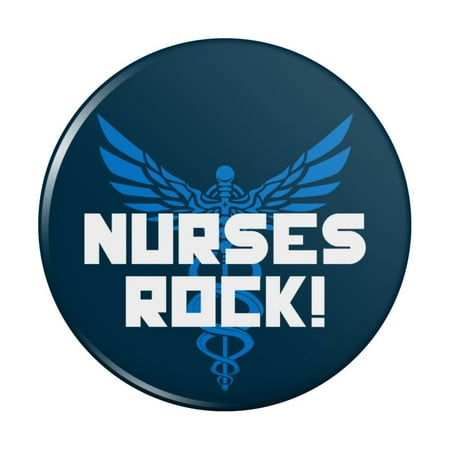 

Nurses Rock RN Caduceus Staff of Hermes Kitchen Refrigerator Locker Button Magnet