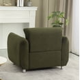 thumbnail image 3 of Modern Upholstered Armchair, Cute Teddy Single Chair with a Pillow, Stylish Accent Chair with 4 Metel Legs for Living Room Bedroom Apartment, Green, 3 of 8
