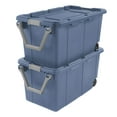 thumbnail image 4 of (2 pack) Sterilite Extra Large Wheeled Industrial Storage Bin, 40 Gallon Rugged Plastic Storage Tote with Latch Lid and Pull Handle, Blue, 2 Pack, 4 of 11