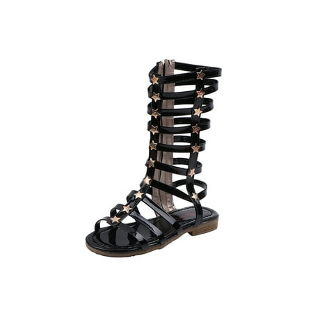

Daeful Girl s Comfort Fashion Side Zipper Shoes Party Casual High Top Dress Sandal Lightweight Flat Sandals