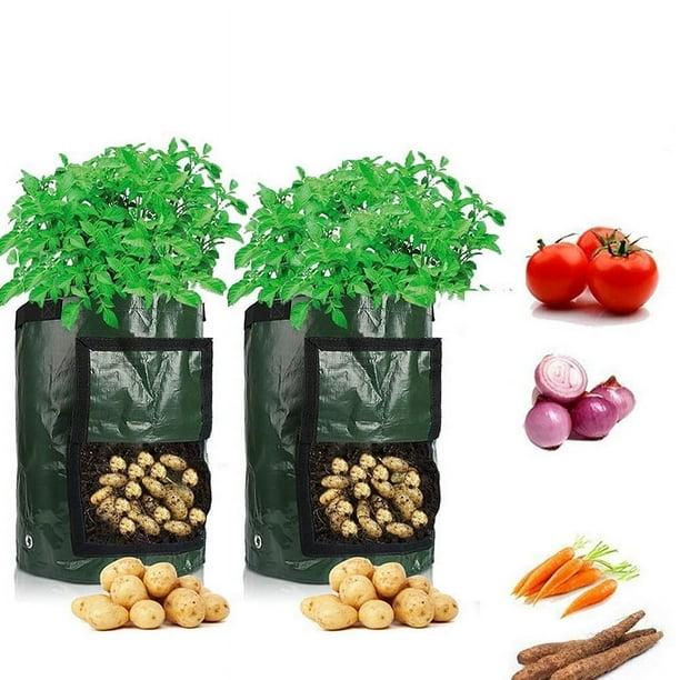 Paquete de 6 bolsas de cultivo de 7 galones, macetas de cultivo para patatas, fresas, tomates, zanahorias y otras verduras, contenedor de jardín