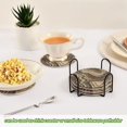 thumbnail image 6 of Haosy Set of 6 Drink Woven Coaster with Holder Heat Resistant Non-Slip Bar Coasters 4 Inches Earth Toned Marble, 6 of 7