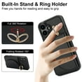 thumbnail image 4 of for iPhone 16 Wallet Case with Card Holder Women Men, Flip PU Leather Kickstand Shockproof Protective Phone Cover Magnetic Clasp 360 Rotation Ring Stand for iPhone 16, Black, 4 of 7
