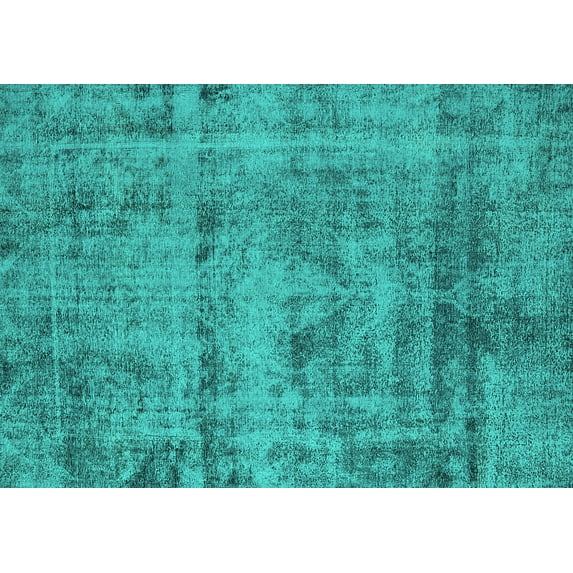 Ahgly Company Machine Washable Indoor Rectangle Oriental Turquoise Blue Industrial Area Rugs, 5' x 8'