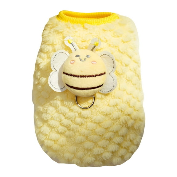 TELOLY 1Pcs Coral Fleece Sweater, Boy Dog Clothes Dog Dress, Yellow S