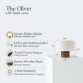 thumbnail image 2 of Oliver 10" Mid-Century Modern LED Table Lamp with Brown Wooden Base and Cream Fabric Shade, 2 of 5