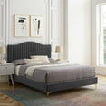 thumbnail image 2 of Tufted Platform Bed Frame, King Size, Velvet, Dark Grey Gray, Modern Contemporary Urban Design, Bedroom Master Guest Suite, 2 of 10