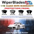 thumbnail image 2 of 2024 Porsche 718 Boxster Beam Wiper Blades Wipers w/1yr Warranty (Set of 2), 2 of 5