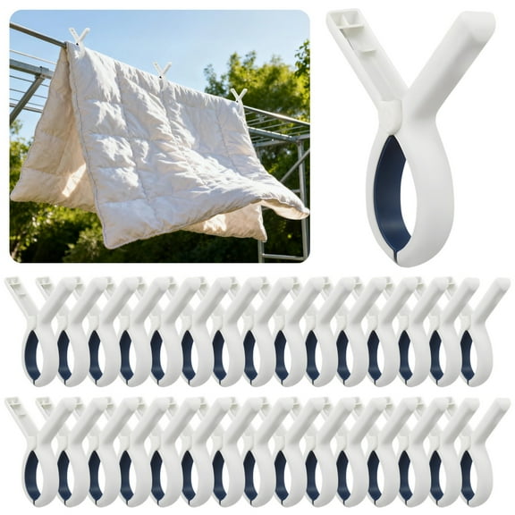 30 Pcs Large Clothes Clips, Heavy Duty Windproof Pool Clips, ABS Plastic Laundry Clamps for Clothesline, Beach Towel Clips, Quilt Blanket Clips with Non-Slip Grip Pads