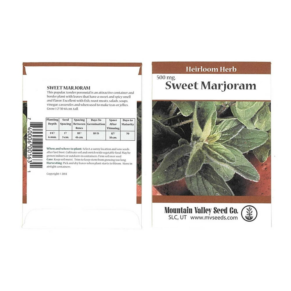 Sweet Marjoram Herb Garden Seeds 500 mg Packet NonGMO, Heirloom
