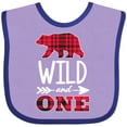 thumbnail image 3 of Inktastic Plaid Bear Wild and 1 with Arrow Boys or Girls Baby Bib, 3 of 4
