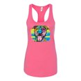 thumbnail image 2 of Cute Happy Smiling Dog Rainbow Pitbull Dog Lover Ladies Racerback Tank Top, Hot Pink, X-Large, 2 of 3