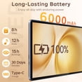 thumbnail image 2 of Refurbished Rnruo T10W863-51 10.1" Android 15 Tablet, Quad-Core 2.0GHz Processor, 128GB Storage, WiFi 6, Bluetooth 5.4, 6000mAh Battery, 2 of 4