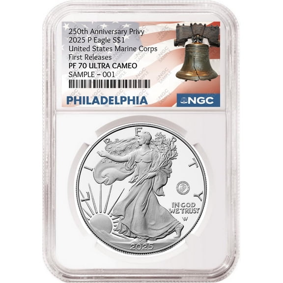 2025 P Silver Eagle Marine 250th Anniversary Privy NGC PF70 First Releases Philly