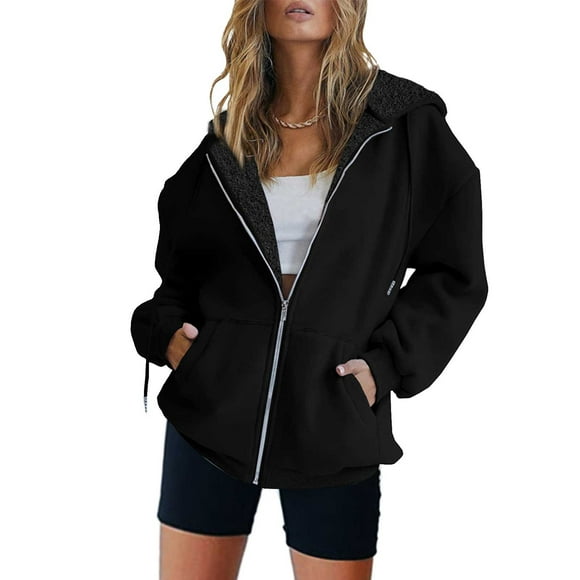 Pisexur Women's Zip Up Hoodies Casual Lightweight Loose Thin Top Long Sleeve Hooded Sweatshirts Fall Track Jacket with Pocket