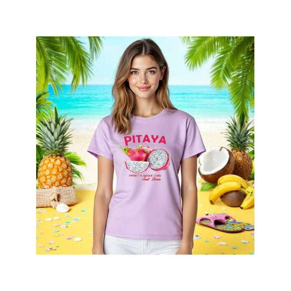 Playera Blusa De Pitaya Sweet Summer Time – Explosión de Color y Sabor Tropical Color Lila Talla Extra Grande Marca Emil SaEs