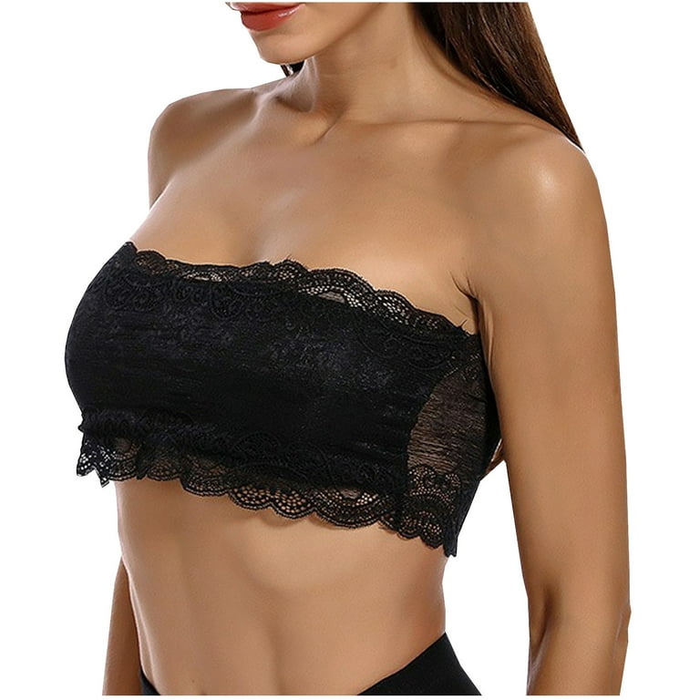 Bandeau for Women's Floral Lace Tube Top Bra Bandeau Strapless Bralette  Bras Seamless Stretchy Chest Wrap 