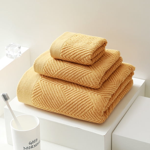 Xiao Hua Toallas de algodón para baño, juego de 3 toallas amarillas (toalla de baño: 70*140cm/toalla: 35*75cm, toallas de mano: 35*35cm), toallas de algodón, juego de toallas de baño premium,