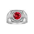 thumbnail image 1 of RYLOS Mens Rings Sterling Silver Designer Round Gemstone &  Sparkling Diamond Ring Ruby July Birthstone Rings For Men, Men's Rings, Silver Rings, Sizes 8 - 13, 1 of 7