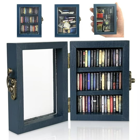 Mini Bookshelf Ornament Miniature Bookshelf Decor Shake Bookshelf Shake Your Anxiety Miniature Book Library With 60pcs Mini Books For Book Lovers Home Room Decor Desktop Ornament