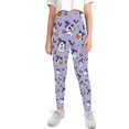 thumbnail image 2 of COEQINE Girls Leggings Fashion Buttery Soft Halloween Yoga Pants for Jogging Running, Witch Hat Ghost Bat Star Violet, for 4-5 Years Kids Girls, 2 of 7