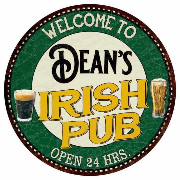 Dean's Irish Pub 12" Round Metal Sign Kitchen Bar Wall Décor 200120036052