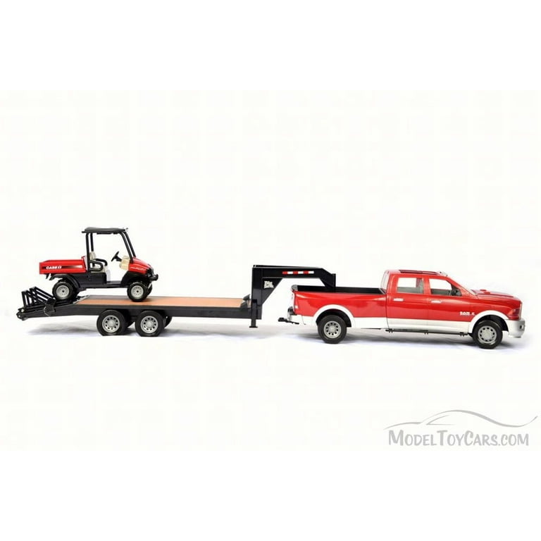 Case IH Ram 3500 Pickup w Trailer Scout XL Diesel UTV Red TOMY 46456 1 16 Scale Diecast Model Toy Car