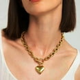 thumbnail image 3 of Gold Puffy Heart Necklace for Women Chunky Heart Choker Necklace Gold Love Statement Pendant Necklace Trendy Jewelry Gift for Women, 3 of 13