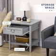 thumbnail image 4 of HOMCOM Vintage Farmhouse Side Table with Storage, Set of 2, Gray, 4 of 9