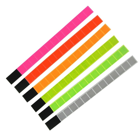 WORGEOUS 6-Piece Adjustable Wrist Bands for Night Running, Mixed Color Signal Arm Bands