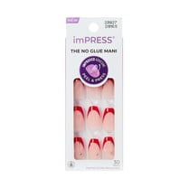 KISS imPRESS Press on Nails, ‘Happy World’, Red, Medium Coffin, 30 Count