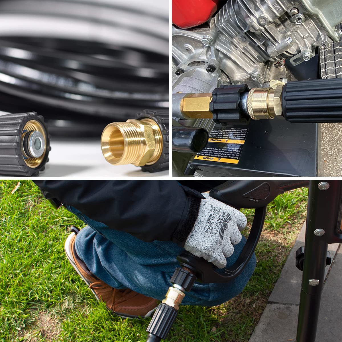 YAMATIC Pressure Washer Quick Connectors, M22 to 3/8" Quick Connector 2 Sets & (2) M22-14mm Male Extension Adapter, Quick-Connect for a Pressure Washer, Hose, and Gun