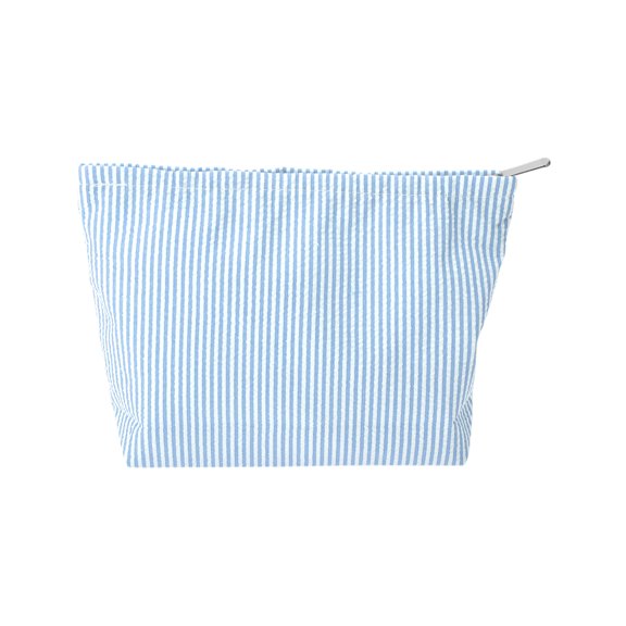 Unique Bargains 1 Pc Seersucker Stripes Makeup Bag Light Blue Polyester