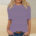 thumbnail image 2 of Tumotour Chemises Rayées pour Femmes Col Rond Manches Longues Chandail Décontracté Confortable Blouses Amples Mode Basique Tenues pour Marcher Usage Quotidien Travail Vacances, 2 of 5