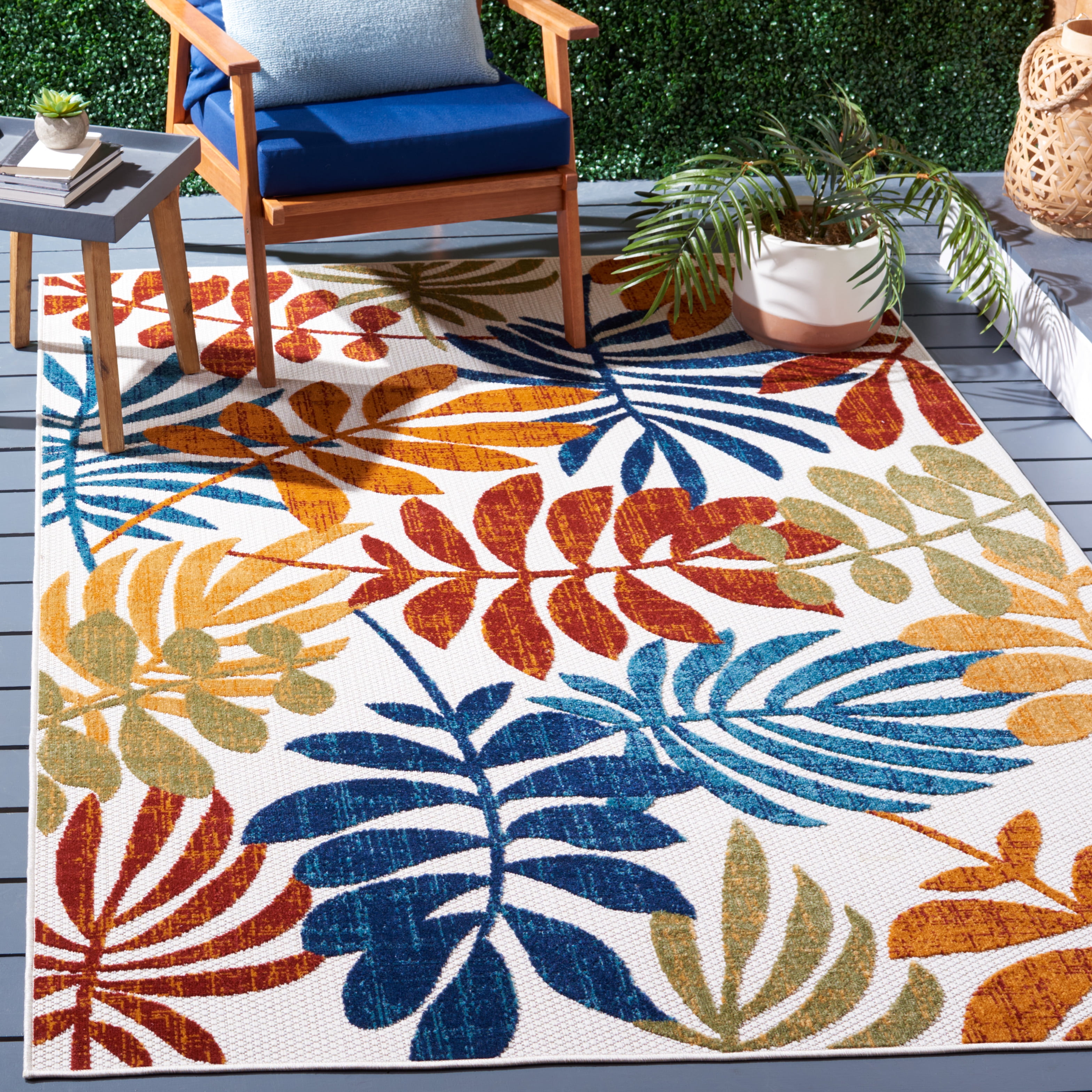 Safavieh Cabana Elouise Botanical Indoor/Outdoor Area Rug, Creme/Red, 6' x 9'