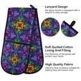 thumbnail image 2 of Yayeee Double Oven Mitt Kitchen Heat Resistant Baking 35" x7" Quilted Cotton Glove, Purple Stained Glass Pattern, 2 of 6