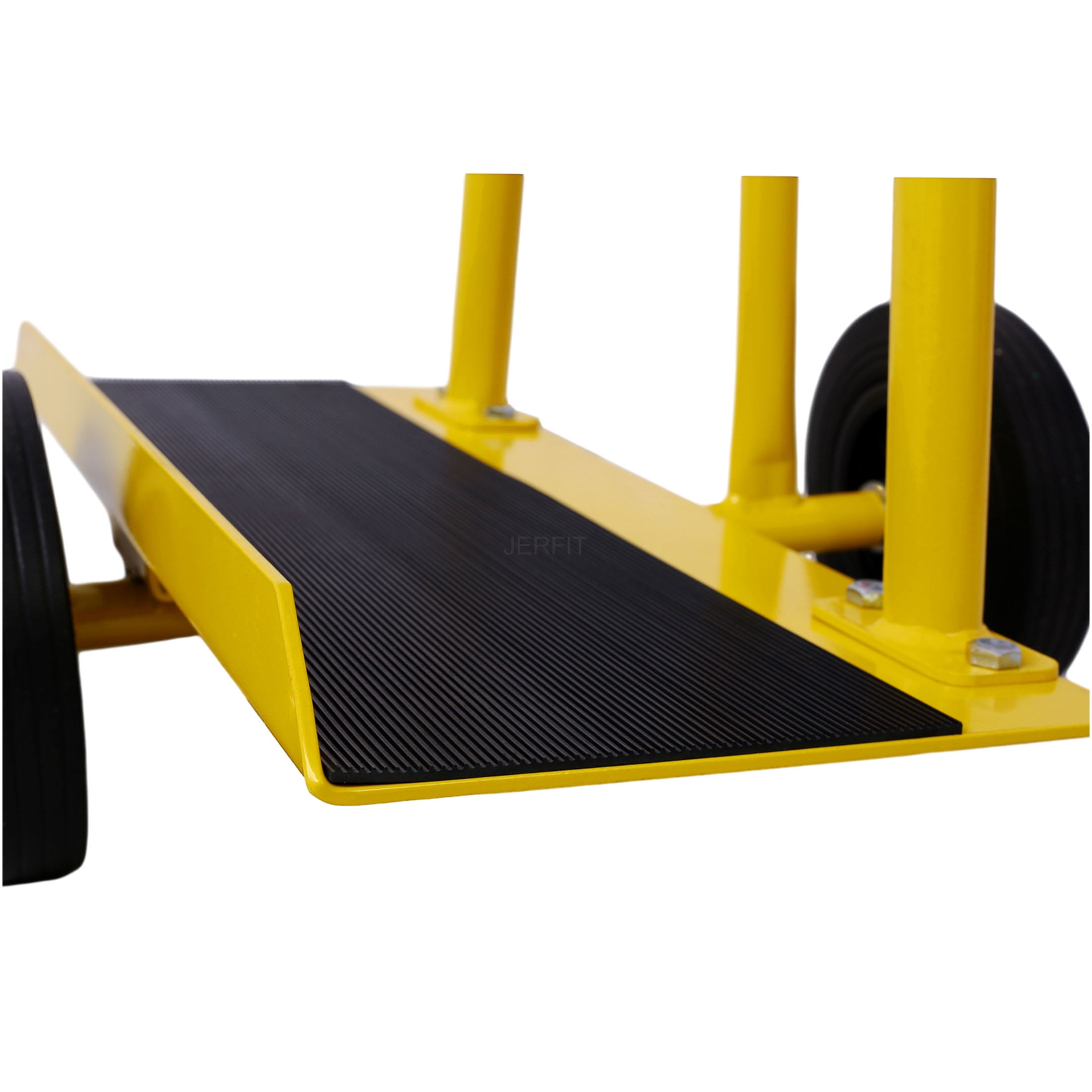 JERFIT Heavy Duty Drywall Hand Truck, 750 lbs Capacity Panel Cart Dolly with 7.5" Wheels & Brake, Yellow Steel Construction for Secure Material Moving