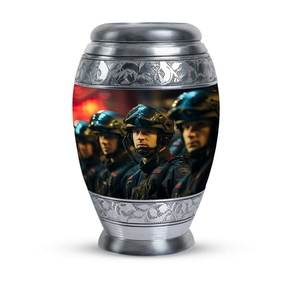 Police Urn For Men Ashes, Large Urns For Human Ashes Adult Male - Military Tribute Urn For Ashes, Cremation Urns Large Adult - Memorial Urns For Ashes - Funeral Urns For Adult Women 10 Inch