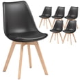 thumbnail image 1 of HOMCOM Modern Dining Chairs Set of 6 with PU Leather Cushion, Wood Frame, 1 of 10