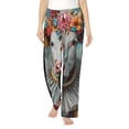 thumbnail image 2 of Picia Vintage Colorful Floral Cow Womens Soft Woven Cotton Elastic Waistband Sleep Pajama Pant Lounge Sleep Pant With Pockets And Drawstring-Medium, 2 of 9