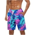 thumbnail image 2 of VgaVtl Elastic Waist Men Shorts Mens Shorts Big and Tall Classic Fit Hawaii Vacation Casual Graphic Shorts,Blue S, 2 of 5