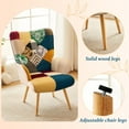 thumbnail image 5 of FRMALL Wingback Armchairs Patchwork Accent Chair Set of 2 with Wood Legs for Living Room, Boho Blue, 5 of 8