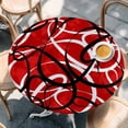 thumbnail image 2 of Red Geometric Round Tablecloth, Fitted Table Cover with Elastic for 36"-44" Round Tables, Modern Abstract Black White Striped Lines Table Cloth Outdoor Indoor Dinning Party Waterproof Tablecloths, 2 of 7