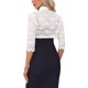 thumbnail image 3 of BOLERO CHIC ELEGANTE de Encaje para Mujeres, Cárdigan de Encaje Floral Transparente de Manga 3/4, Talla M Blanca, 3 of 6