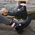 thumbnail image 5 of KEVCHE Women's Slip on Ankle Boots, British Front Lace Up Platform Round Toe Short Boots with Breathable Lining and Cushion Sole, Trendy Boots for Daily Wear, 5 of 6