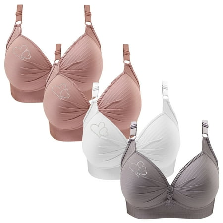 Lisbinx Bras for Women Full Coverage 4PC Woman s Printing Gathered Together Large Size Daily Bra Underwear No Rims Deals of the Day Clearance
