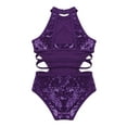 thumbnail image 2 of TSSOE Kids Girls Sequins Ballet Dance Leotard One-Piece Gymnastic Unitard Sports Bodysuit Ballerina Dance Wear Purple 14, 2 of 7