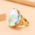 thumbnail image 5 of Big Diamond Heart Promise Open Band Ring for Women Girls Vintage CZ Gold-Toned Adjustable Expandable Geometric Statement Rings Comfort Fit Fashion Engagement Wedding Birthday Christmas Jewelry, 5 of 12