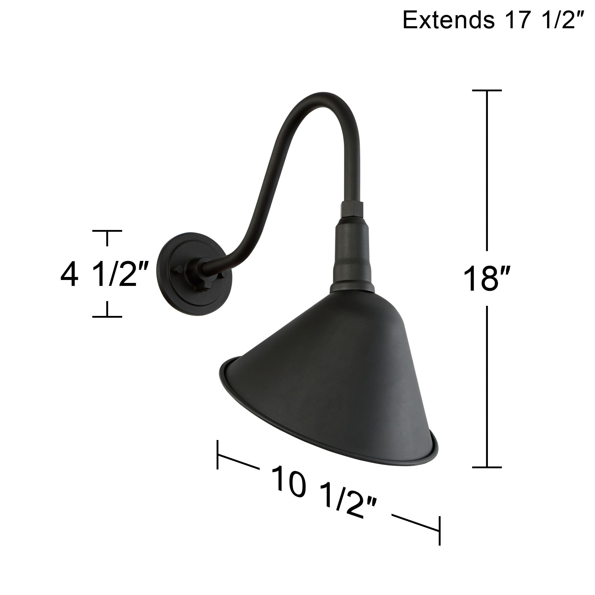 Franklin Iron Works Neihart Rustic Farmhouse Outdoor Barn Light Fixture Black Curving Gooseneck 18" for Post Exterior Barn Deck House Porch Yard Patio